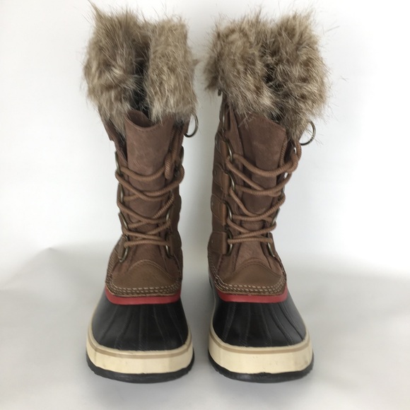 Sorel Joan of Arctic Snow Boots Waterproof Black Leather Women’s Sz 9 Fur Trim - Picture 10 of 15